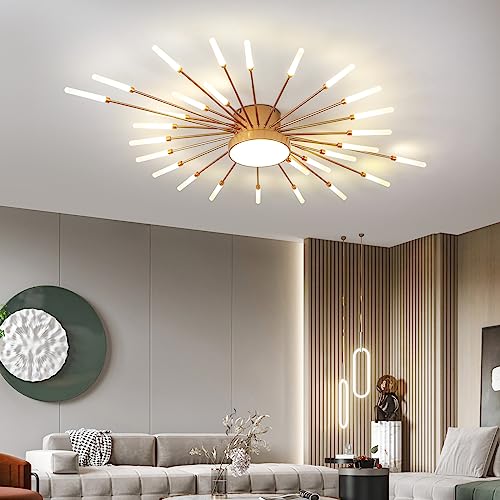 41.3" Ceiling Light Modern Flower Shape Ceiling Lamp for Living Room Dining Room Semi Flush Mount Metal Acrylic Sputnik Firework Petal LED Lighting Fixture