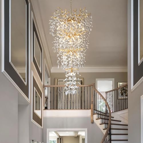 90'' Long Crystal Chandelier for High Ceilings