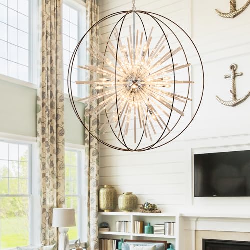 Extra Large Modern Black Crystal Chandelier for High Ceiling Foyer