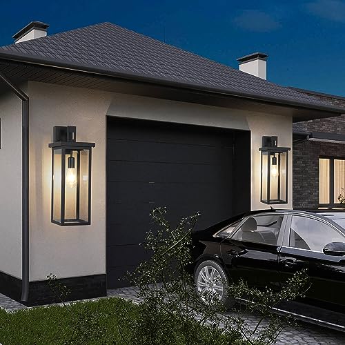 20'' Large Black Outdoor Wall Lights Exterior Lantern Sconce for Porch