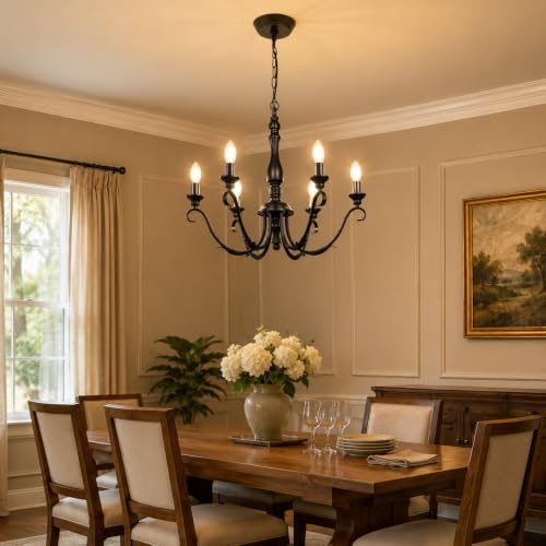Farmhouse Vintage Antique Black Chandelier (Classic Black)