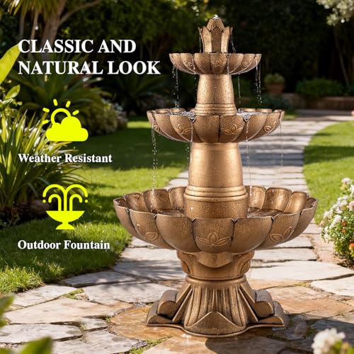 48.8" 3 Tier Freestanding Water Fountain Outdoor Garden