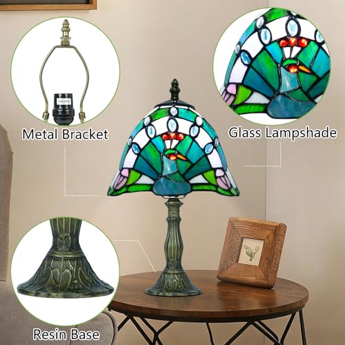 Tiffany Green Peacock Style Lamp