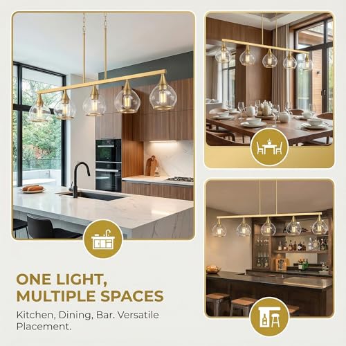 Gold Kitchen Island Linear Pendant Light