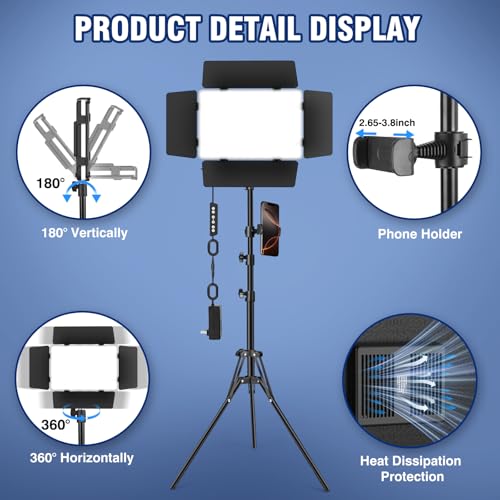 2 Pack LED Video Light Kit with Barn Door (2 Count)