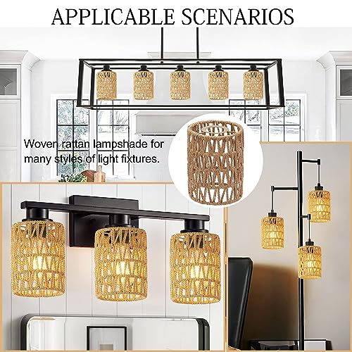 3 Pack Boho Rattan Lamp Shades