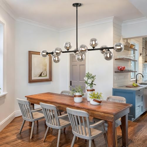 Dining Room Chandelier Black and Smoke Gray Linear Chandeliers