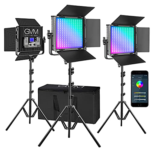 GVM RGB Video Lights with APP Control (3 Count)