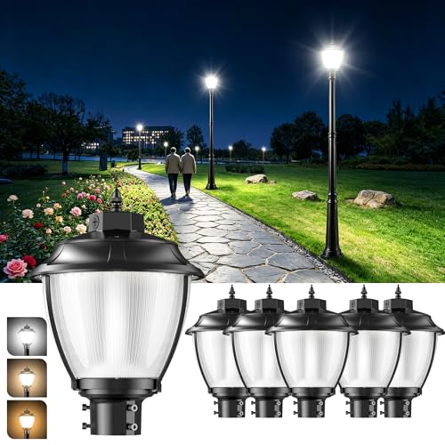6Pack 100W LED Post Top Light Dusk to Dawn Photocell