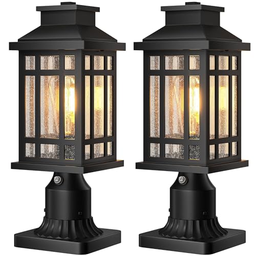 Dusk to Dawn Outdoor Post Lights with Pier Mount Base (2 Count)