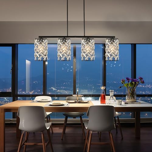 40" Black Crystal Linear Chandelier