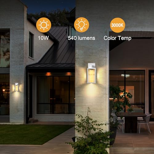 White Outdoor Sconce Lights Integrated LED Light Source