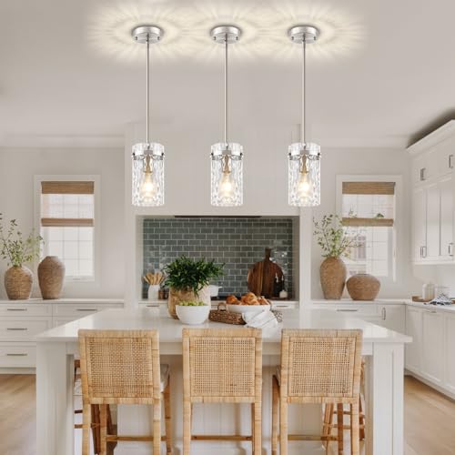 Brushed Nickel Pendant Light Fixtures Modern Kitchen Lighting Over Island
