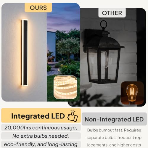 2 Pack 47.2" Modern Outdoor LED Wall Lights (47.2in)