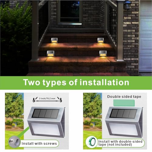Warm White Solar Lights for Deck Step Fence Post (6 Count)