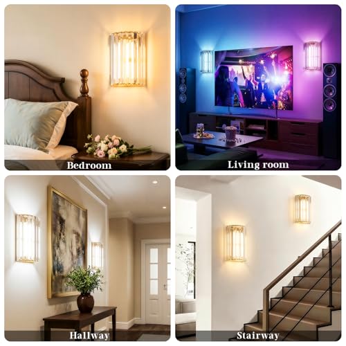 Gold Battery Operated Wall Sconces Set of Two