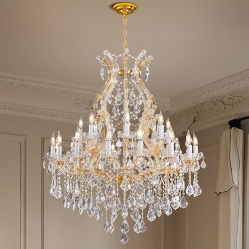 Large Gold Crystal Chandelier Light Fixtures