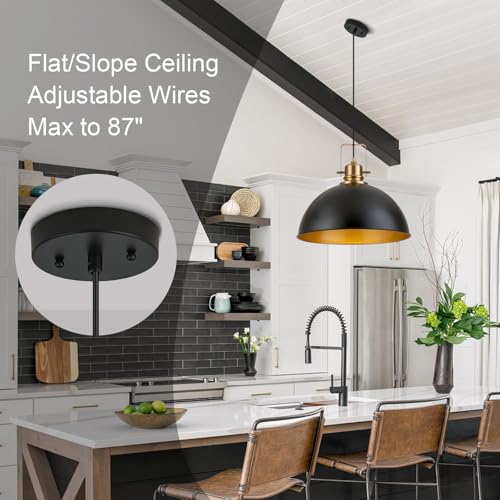 Black and Gold Farmhouse Dome Pendant Lights