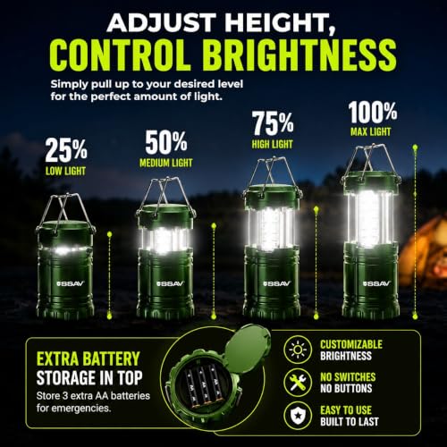 2 Pack Battery Powered LED Lanterns with Batteries for Each Lantern (2 Count)