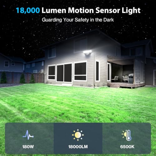 2 Pack 18000LM Motion Sensor Outdoor Lights (White)
