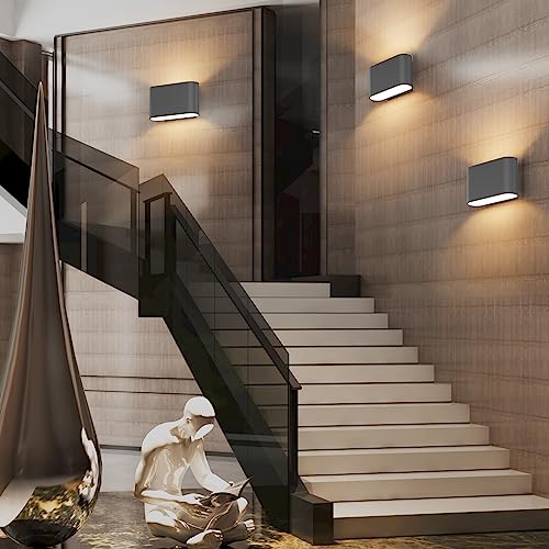 Black LED Wall Sconces 1 Pack Indoor Modern Wall Lights Hardwired Up and Down Interior Wall Mount Light for Living Room Bedroom Hallway Warm White 3000K