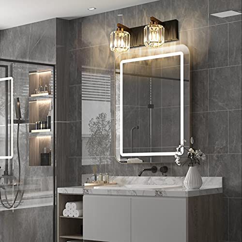 Vanity Lighting Fixtures for Bathroom Matte Black Vanity Lights Fixtures Crystal 2 Lights Wall Light Fixture Over Mirror