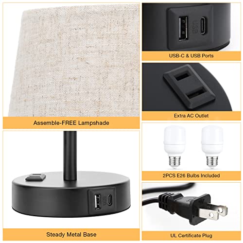Bedside Table Lamps Set 2 for Bedroom (2 Count)