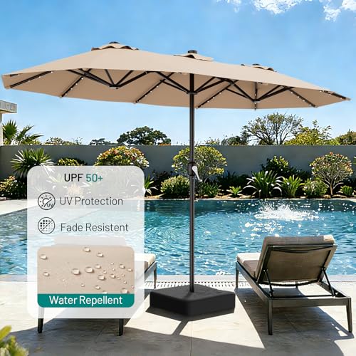 13 FT Patio Umbrella with Solar Lights