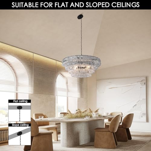 Clear Glass 36 inch Round Chandelier for Dining Room