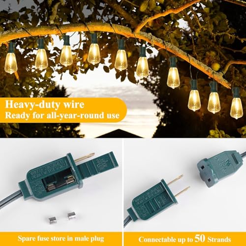 100FT Outdoor String Lights 52 Bulbs