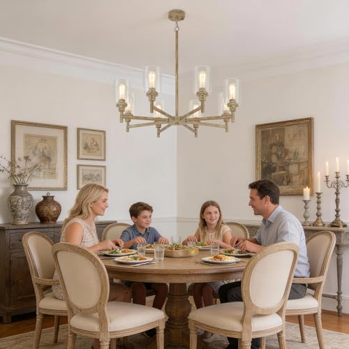8 Light Rustic Farmhouse Chandelier 34"