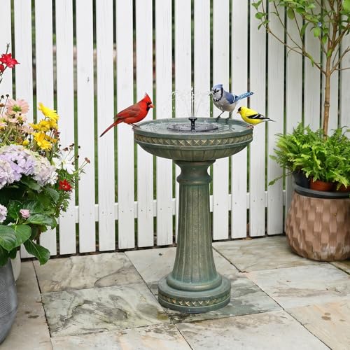 24H Bird Bath Outdoor Water Fountain with Solar Pump