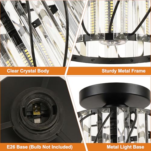 Black Crystal Ceiling Light Fixture