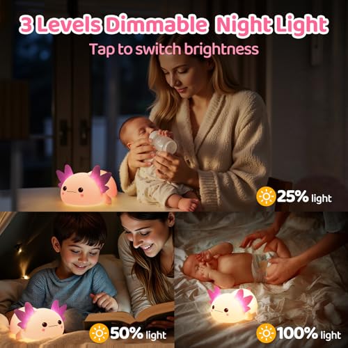 Huggwaii Squishy Axolotl Night Light for Kids