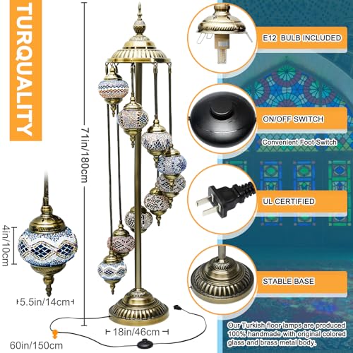 Turkish Floor Lamp Moroccan Lamp 9 Globes Style