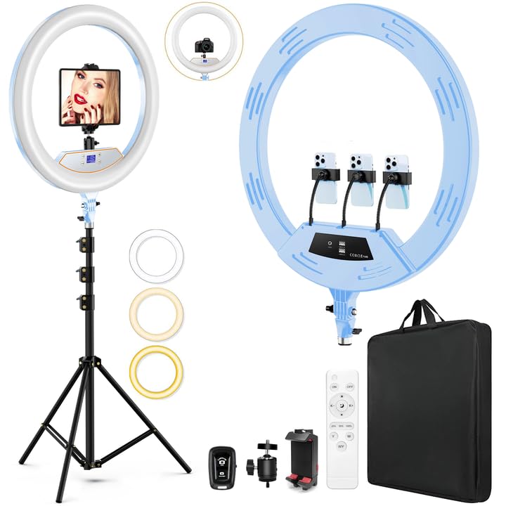 Blue 22" Ring Light for iPad iPhone with 75" Tripod Stand Barber