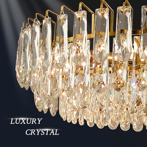 31.5" Modern Crystal Chandelier Gold 3