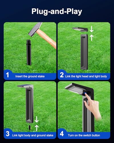 6 Pack Warm White Solar Powered Pathway Lights Outdoor Waterproof (6 Count)