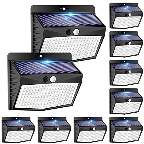 10 Pack Solar Motion Sensor Lights Outdoor Waterproof with 3 Modes (10 Count)