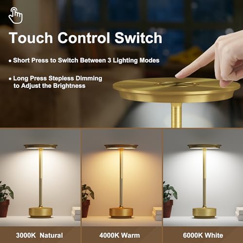 1 Pack Cordless Table Lamps Rechargeable