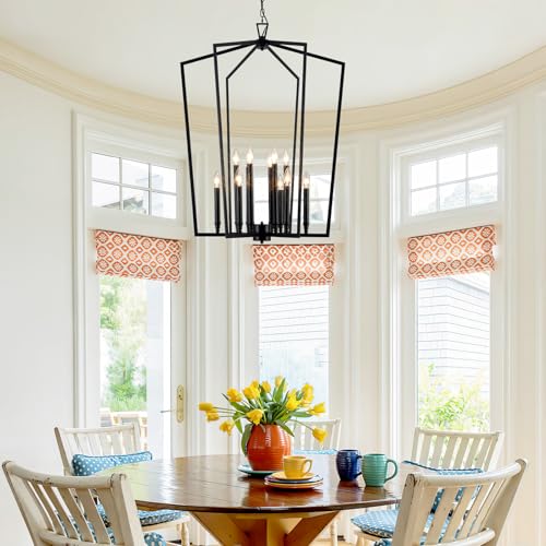 Modern Large Black Lantern Foyer Entryway Chandelier