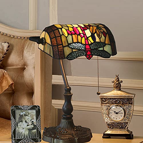 Tiffany Style Bankers Table Lamp Stained Glass Piano Desk Lamp Vintage Bedroom Bedside Lamp for Study