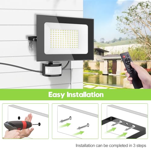 2 Pack 100W LED Flood Lights with Motion Sensor (2 Count)