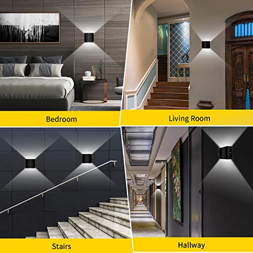 Mini Black Metal 10W Cool White Up Down LED Wall Sconce 2 Pack (2 Count)