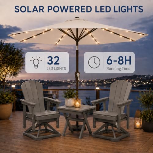 10FT Solar Patio Umbrella with Lights