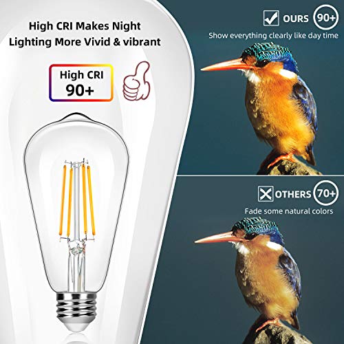 4 Pack Vintage 8W ST64 LED Edison Light Bulbs 100W Equivalent (4 Count)