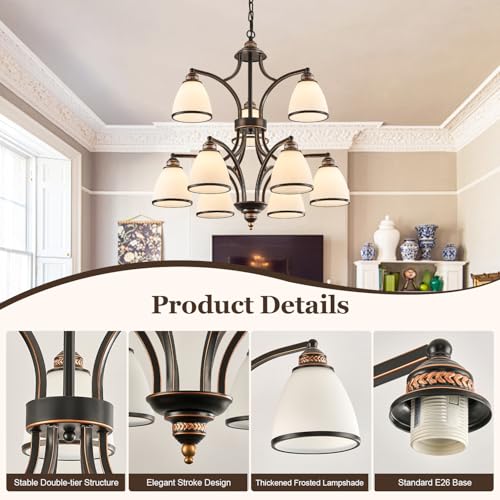 Black Farmhouse Chandelier for High Ceiling 9 (5 Count)
