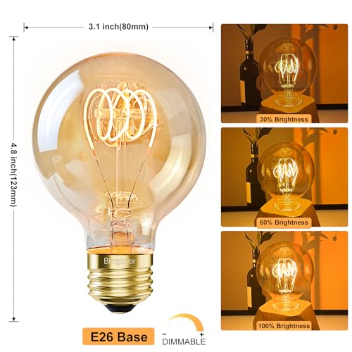 Dimmable Globe Vintage Edison LED Light Bulbs 60W Equivalent (4 Count)