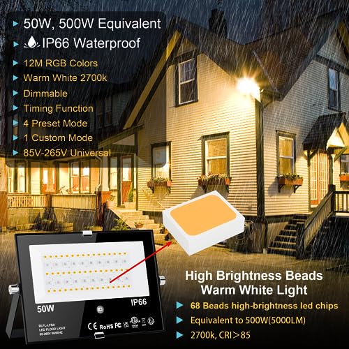 LED Flood Light Outdoor 500W Equivalent Color Changing Landscape Lighting (6 Count)