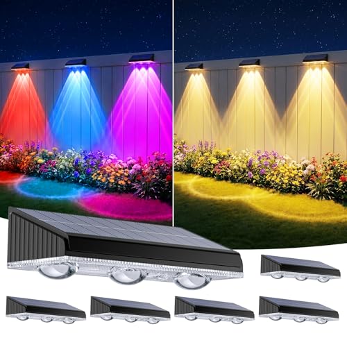 Solar Fence Lights Outdoor 6 Pack